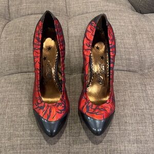 Naughty Monkey Red and Navy Heels